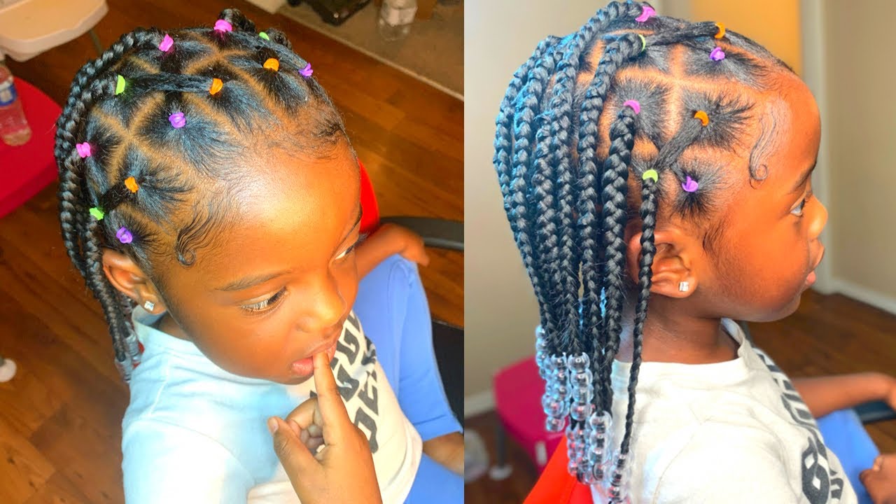 Crisscross knotless braids for kids w/beads | Beyond Edges Collection Braid Gel