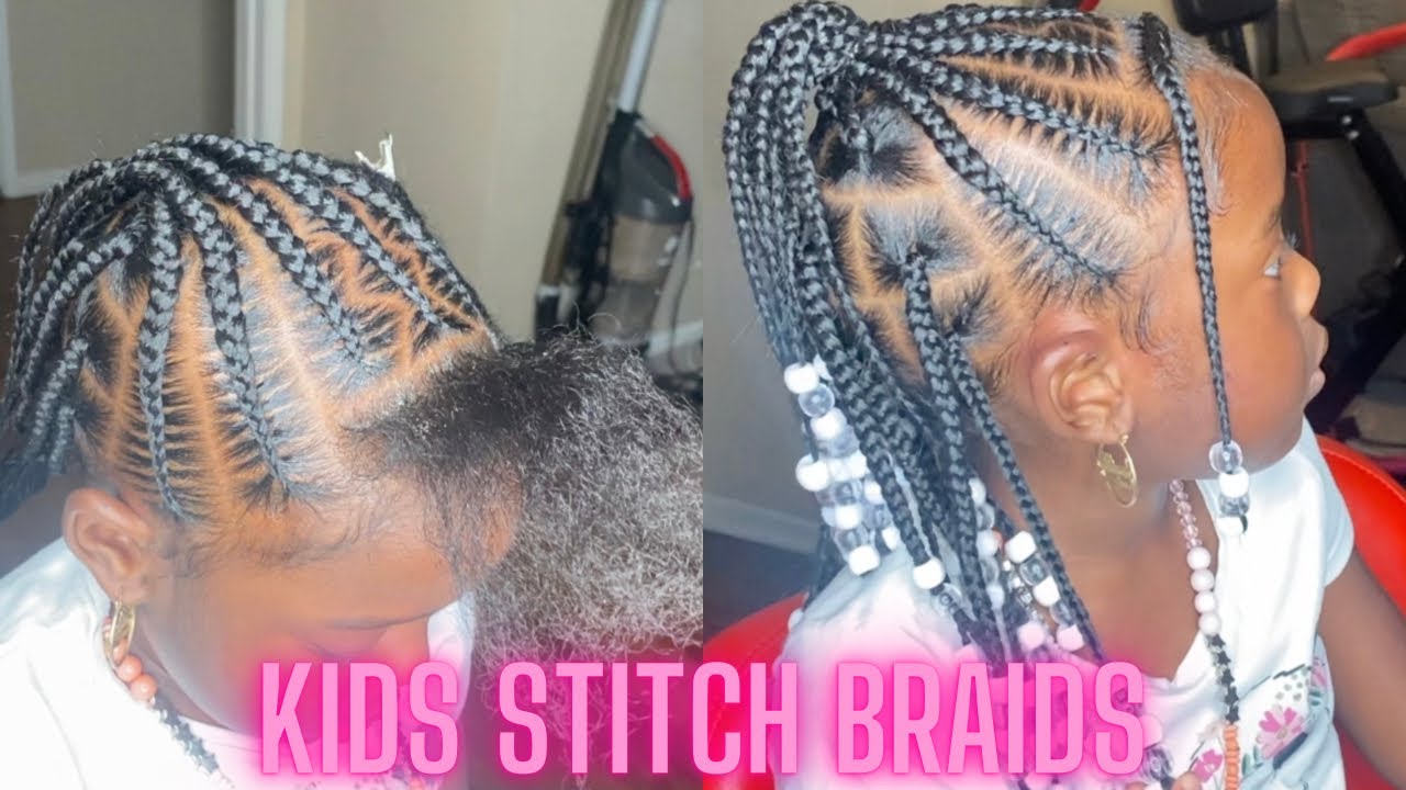 Kids Stitch Braids | toddler braids | braids and beads| How to add beads