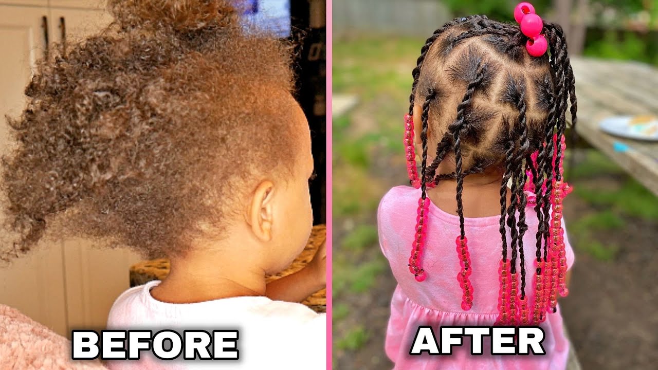 EASY KIDS PROTECTIVE HAIRSTYLE | Twists with Beads | *Beginner Friendly*