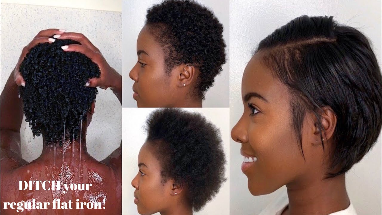 How To: Wash, Blow Dry, + Straighten SUPER SHORT Natural Hair | Nia Hope