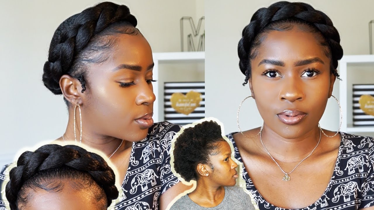 Super Easy HALO Braid on Short 4C Natural Hair Using Edge Booster Styling Gel!!!|Mona B.