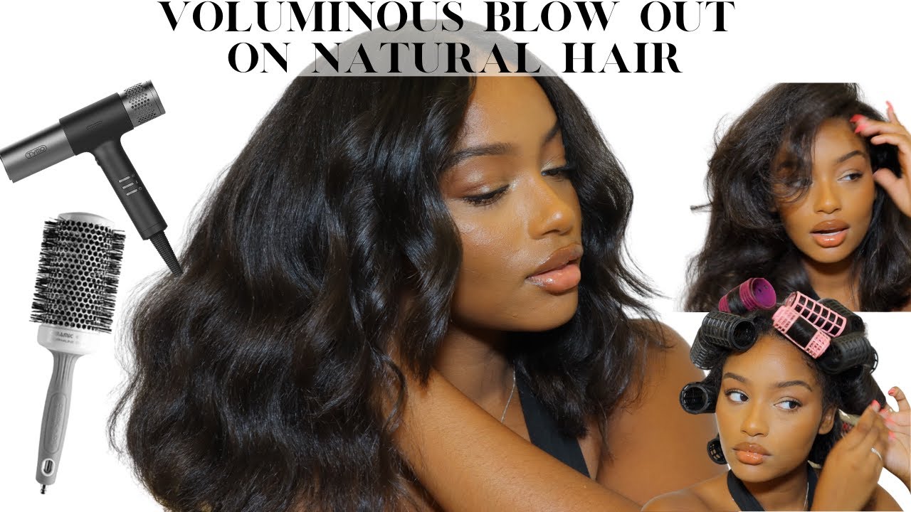 VOLUMINOUS BLOW OUT ON NATURAL CURLY HAIR| NO FLAT IRON
