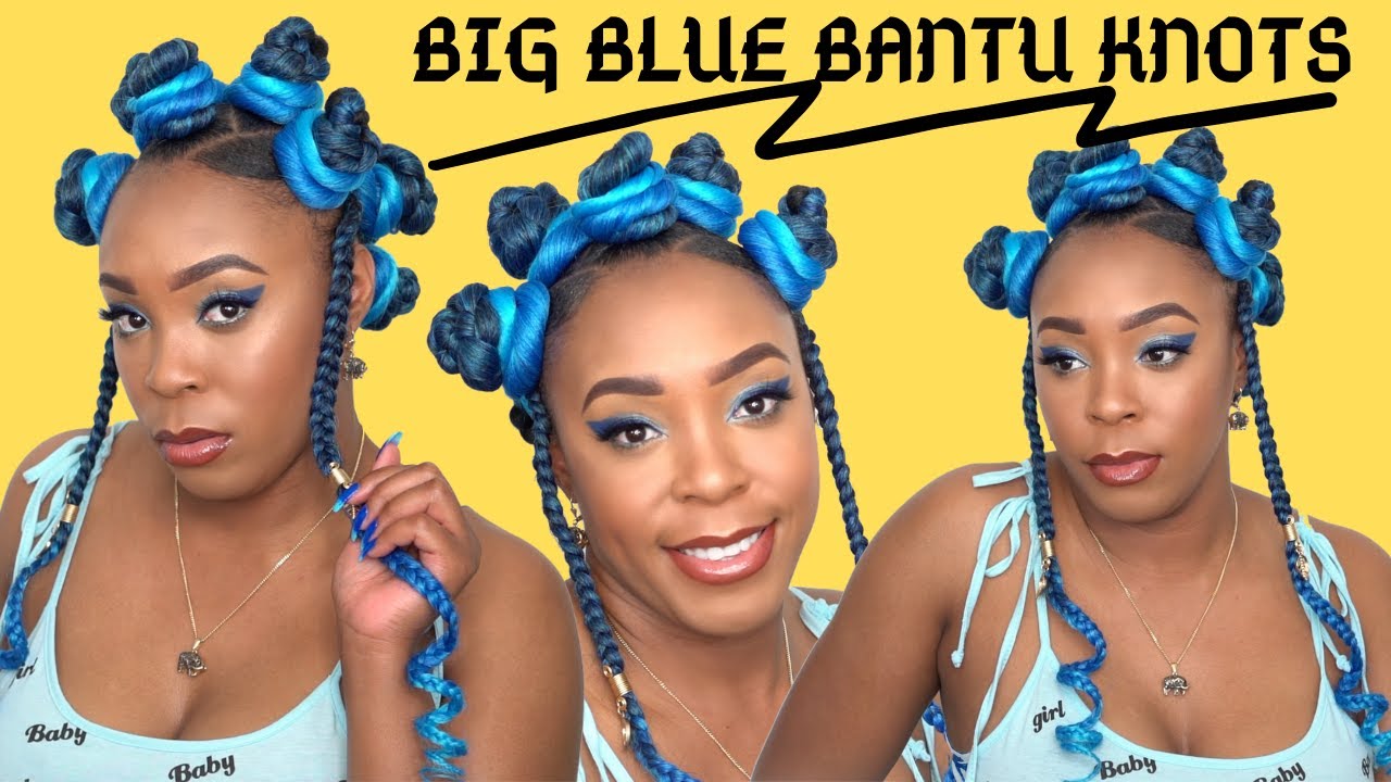 Big Blue Bantu Knots //Innocence Hair Spetra Synthetic Braid - EZ BRAID RAINBOW 30 --/WIGTYPES.COM