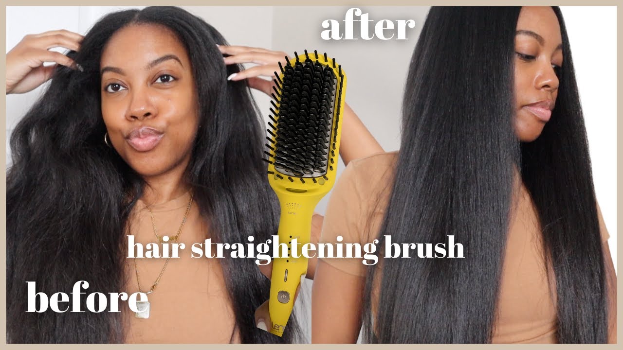 DIY Silk Press on Natural Hair | Lena Ionic Straightening Brush | Curly to Straight in Minutes