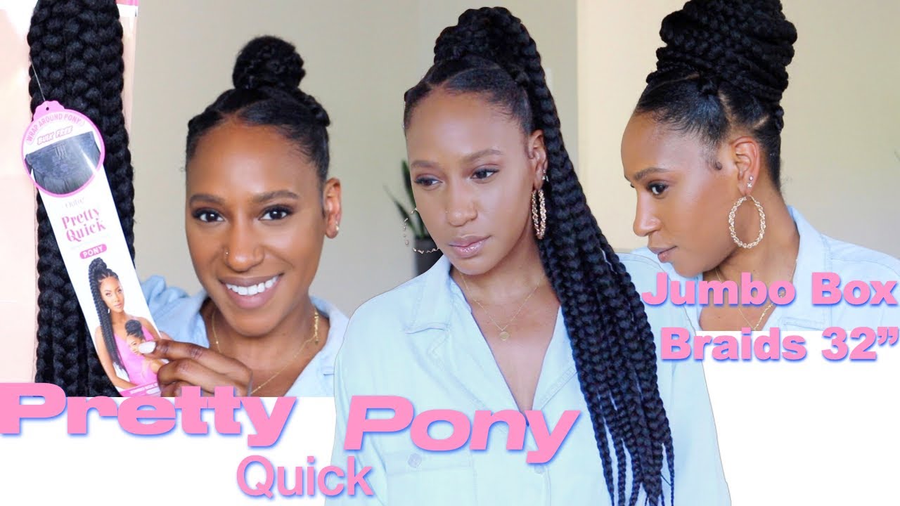 Easy Box Braids Ponytail | Outre' Pretty Quick Pony Jumbo Box Braids 32"| Sams Beauty