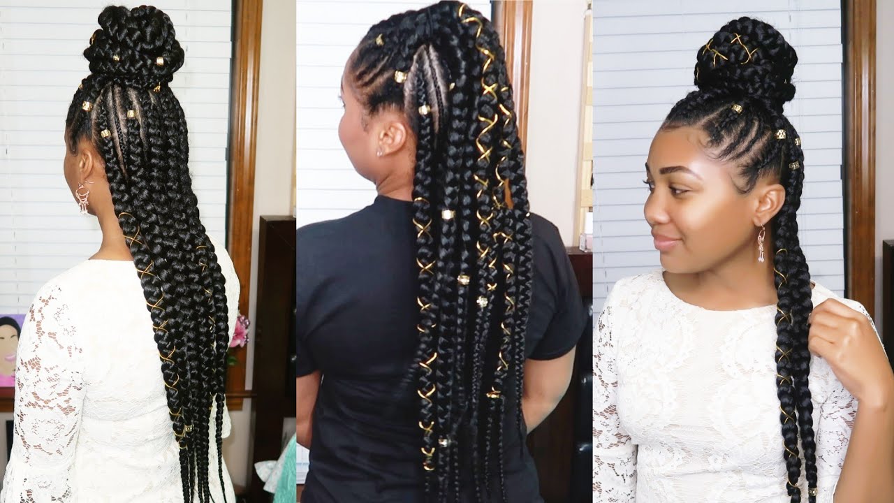 Half Up Half Down FEED IN BRAIDS | DETAILED