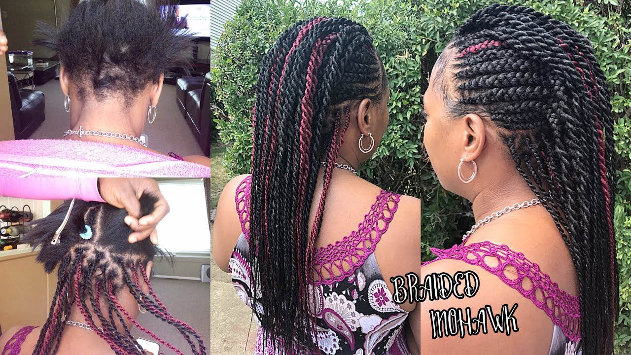 HOW TO DO A BRAIDED MOHAWK WITH SENEGALESE TWISTS - TUTORIAL