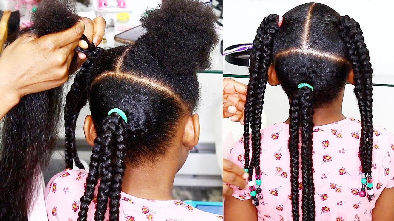 3 PART, 3 JUMBO BRAIDS : CUTE & SIMPLE HAIRSTYLES FOR KIDS | OMABELLETV
