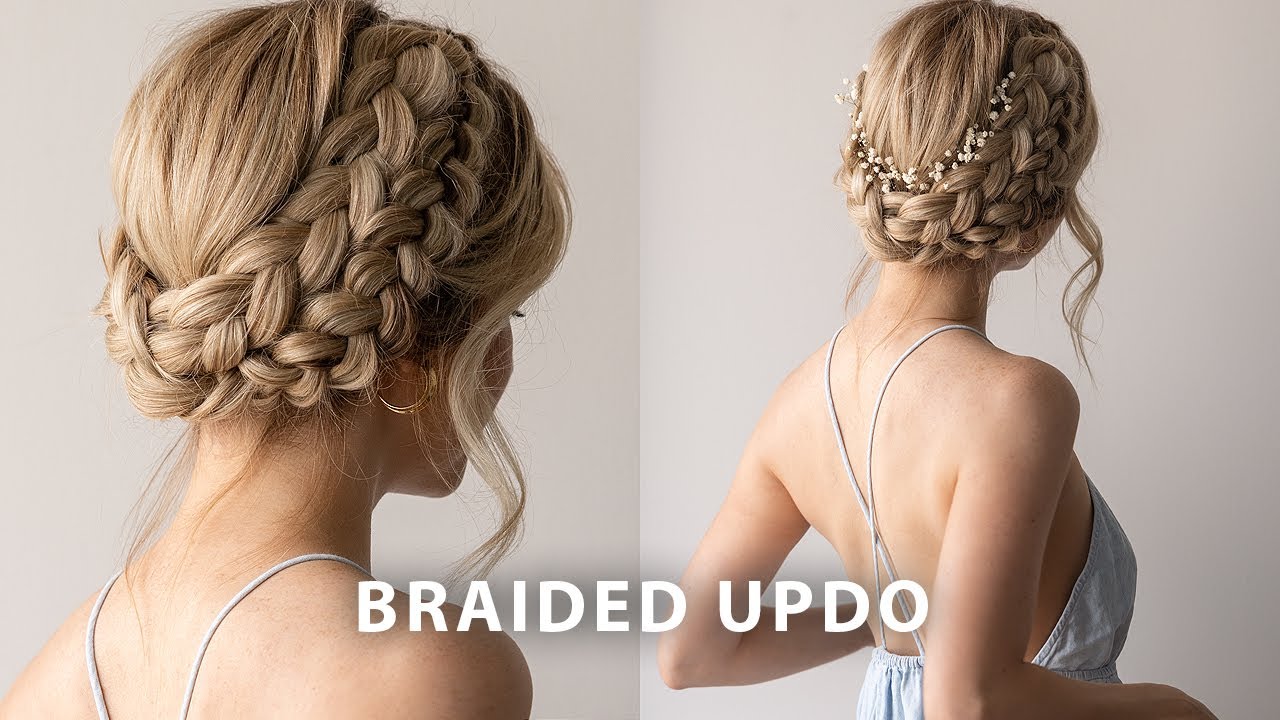 EASY Milkmaid/Crown Braided Updo | Perfect for long hair - medium hair lengths