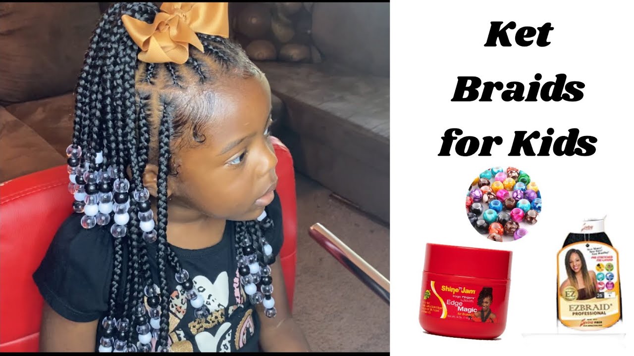 Kids Ket Braids|Kids Protective Style|Half up Half Down#ketbraids #kidsbraids #braidsandbeads