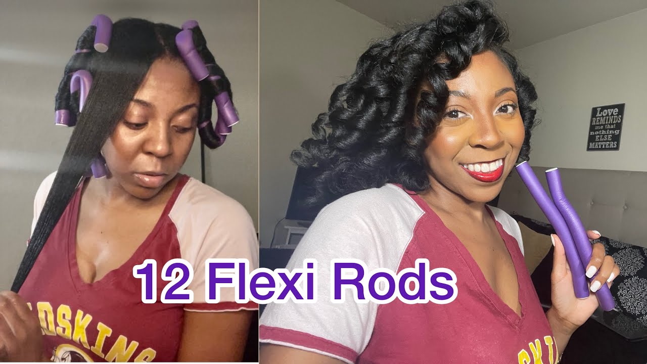 Flexi Rods on Relaxed Hair | Holiday Glam