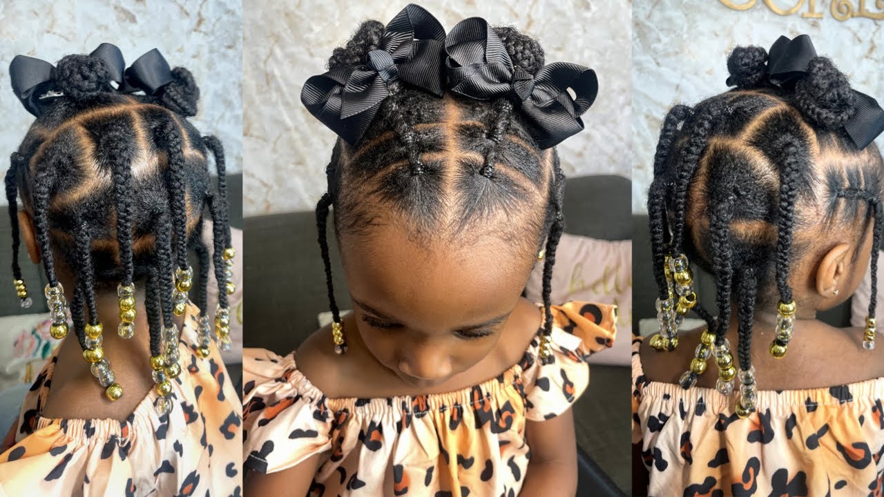 EASY PROTECTIVE STYLE FOR TODDLER'S NATURAL HAIR | BRAIDS & BEADS STYLE