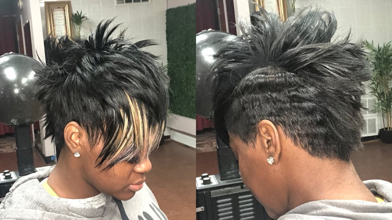 Choppy Short Pixie Cut ( Spiky & Messy Mohawk W/ Blonde Highlights)