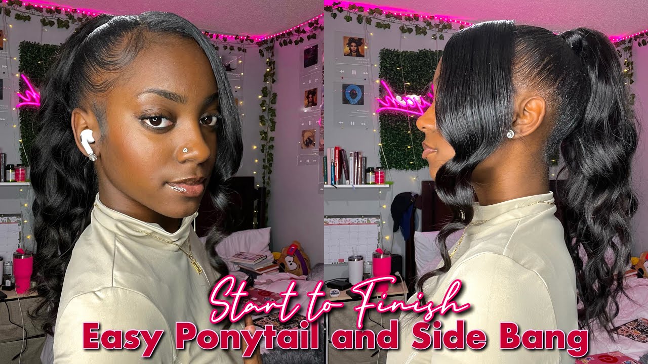 EASY PONYTAIL AND SIDE BANG TUTORIAL *BEGINNER FRIENDLY* | Ywigs Hair ♥️