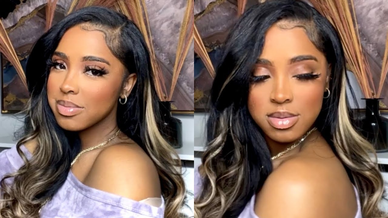 Instant Highlights Clip In Extensions | Blonde Highlights on Natural Silk Press