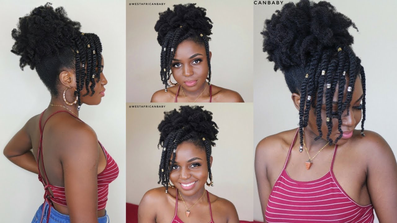 Twist and high Puff protective style on 4C NATURAL Hair | Ganja Burn