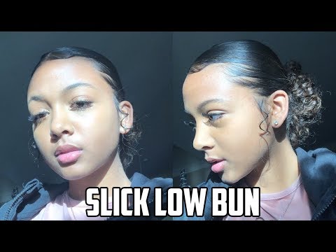 Slick Low Bun Natural Curly Hair + Edges Tutorial | LexiVee03