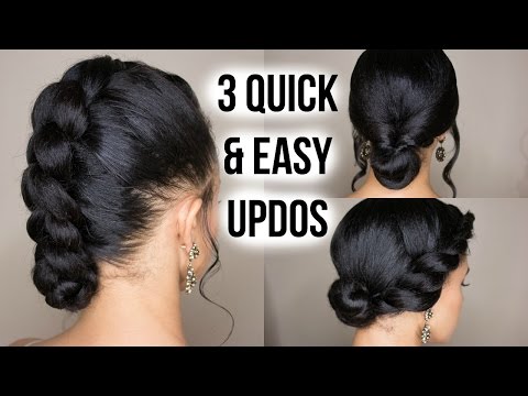 3 Quick &amp; Easy Updo Hairstyles on Straightened Natural Hair
