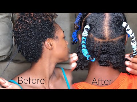 Stretch Natural Hair|(No Heat) Banding Method for Tight Curls