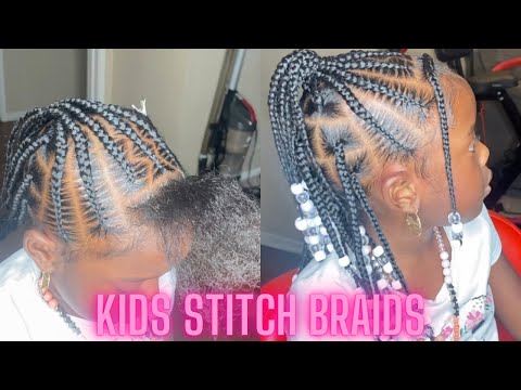 Kids Stitch Braids | toddler braids | braids and beads| How to add beads