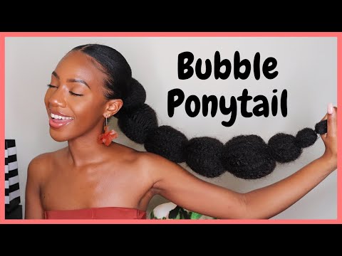 Bubble Ponytail | Sleek Low Ponytail on Thick Natural Hair | $5 Protective Style