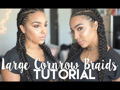 DIY GHANA BRAIDS aka LARGE CORNROWS - Feed In Method