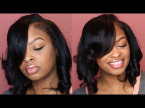 How To: Deep Side Bang &amp; Curled Layers On Natural Straight Hair