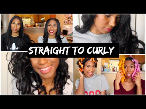 Straight To Curly Hair Routine #1 | Flexirods vs Curlformers on Long Relaxed Hair