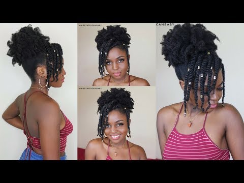 Twist and high Puff protective style on 4C NATURAL Hair | Ganja Burn