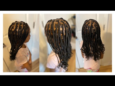 It takes patience 😤 | kids medium Knotless braids with curly ends | Mercedes Nicole