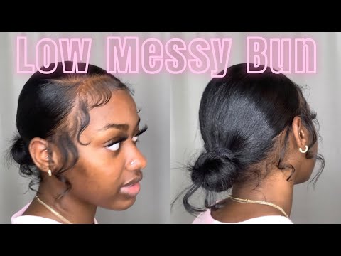 Low Messy Bun Tutorial ( Quick &amp; Easy ) l Tiana Shannell