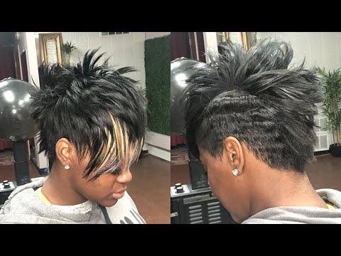 Choppy Short Pixie Cut ( Spiky &amp; Messy Mohawk W/ Blonde Highlights)