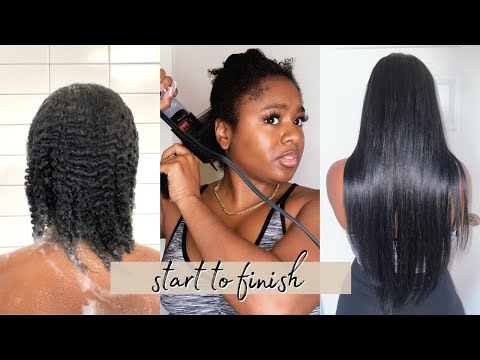 silk press on natural hair at home (with clip ins)