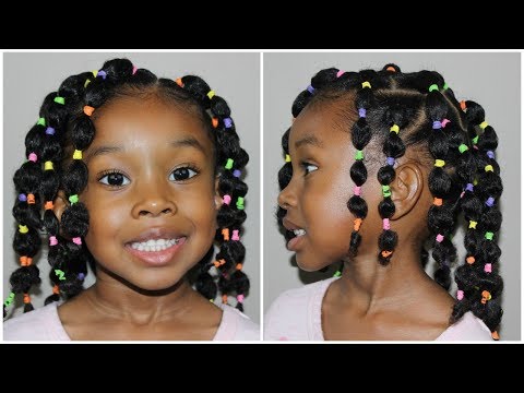 Image of Bubble ponytails hairstyle for 7-year-old black girls