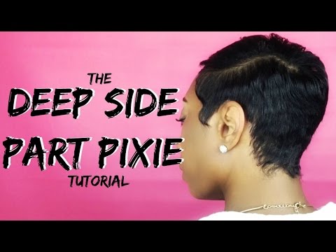 Short Relaxed Hair Tutorial | The Deep Side Part Pixie