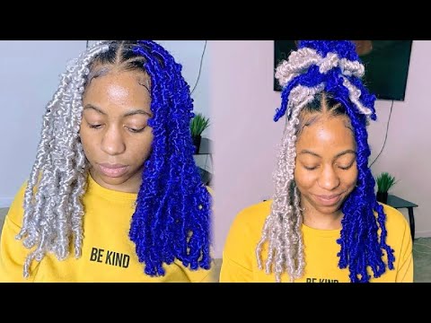 Mid back Split Color Butterfly Boho Distressed Locs Tutorial / Butterfly Locs with diamond parting