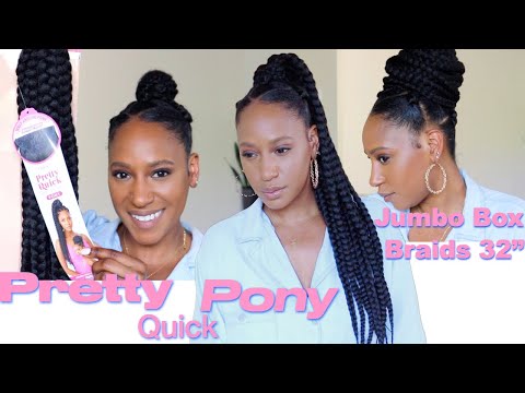 Easy Box Braids Ponytail | Outre' Pretty Quick Pony Jumbo Box Braids 32&quot;| Sams Beauty