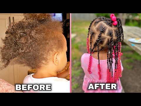 EASY KIDS PROTECTIVE HAIRSTYLE | Twists with Beads | *Beginner Friendly*