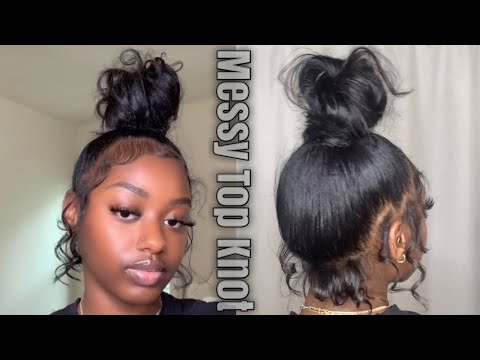 Messy Top Knot Bun With Curls Hair Tutorial