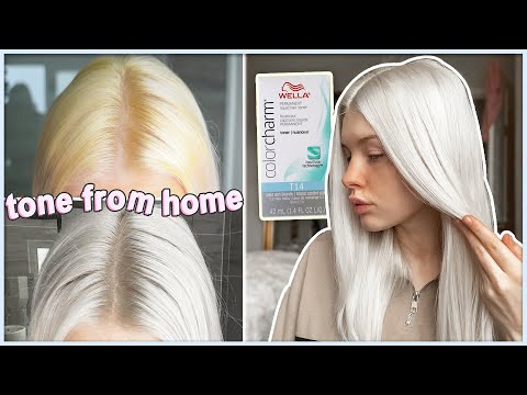 HOW TO TONE PLATINUM BLONDE HAIR AT HOME | Wella T14 | bye yellow/brassy tones