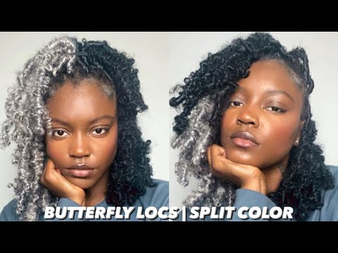 DIY BUTTERFLY LOCS (BEGINNER FRIENDLY) Half &amp; Half COLOR | Freetress Waterwave