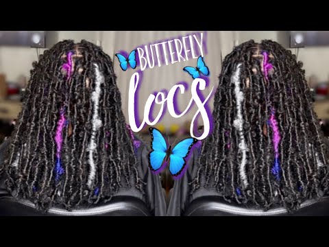 Long Bob Butterfly Locs With A Pop of Color