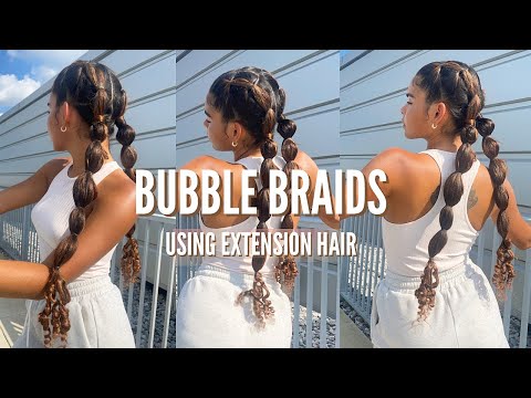 BUBBLE BRAIDS WITH CURLY ENDS (Using Extension Hair) | In-Depth Hair Tutorial