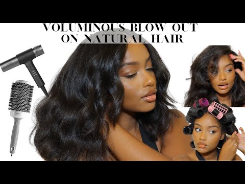 VOLUMINOUS BLOW OUT ON NATURAL CURLY HAIR| NO FLAT IRON