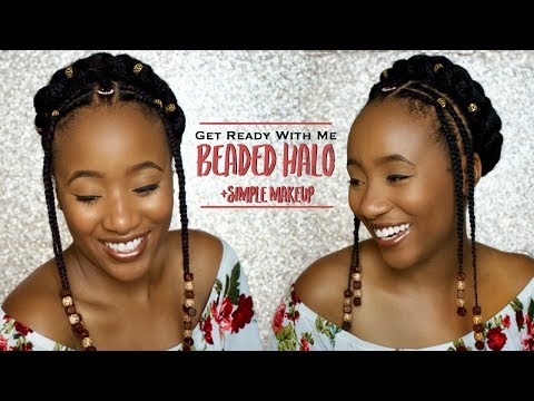 Easy Beaded Halo Braid on 4c Hair | Cosmopolitan Inspired Fumi Braid Hairstyle