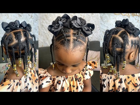 EASY PROTECTIVE STYLE FOR TODDLER'S NATURAL HAIR | BRAIDS &amp; BEADS STYLE