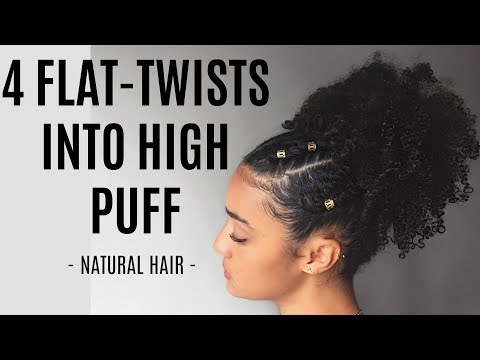 4 FLAT-TWISTS INTO HIGH PUFF! | Natural Hair | AbbieCurls