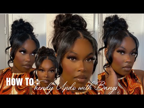 90’s Messy Curly Updo Tutorial with Bangs | ** No Glue Needed** |PROM 2023 HAIRSTYLES