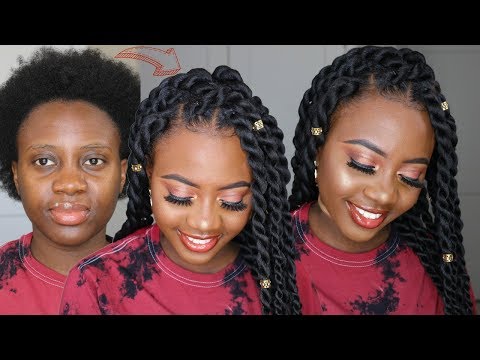 EASIEST PROTECTIVE STYLE | JUMBO SENEGALESE ROPE TWIST On 4C Natural Hair | RUBBER BAND METHOD