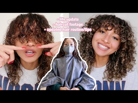 NEW WASH AND GO ROUTINE FOR 3A CURLY BANGS // LIFE UPDATE &amp; HAIRCUT FOOTAGE